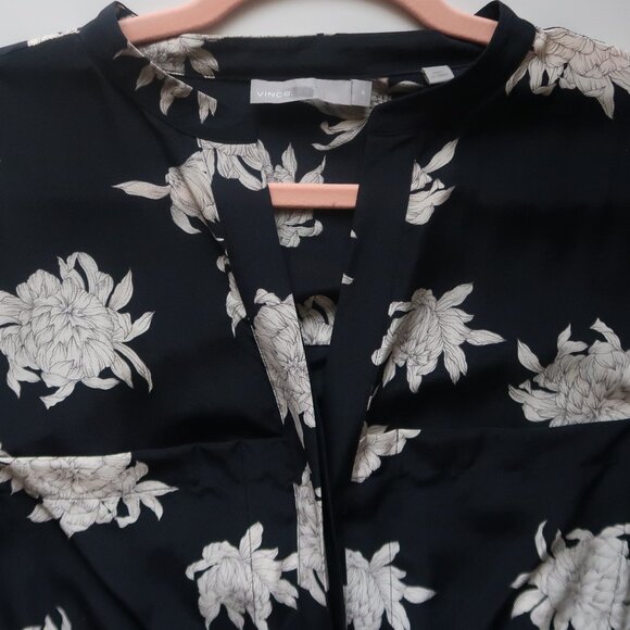 Vince 100% Silk Floral Sleeveless Black Cream Jumpsuit Midi Size M - Picture 12 of 16